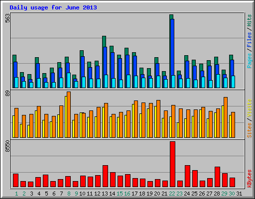 Daily usage for June 2013