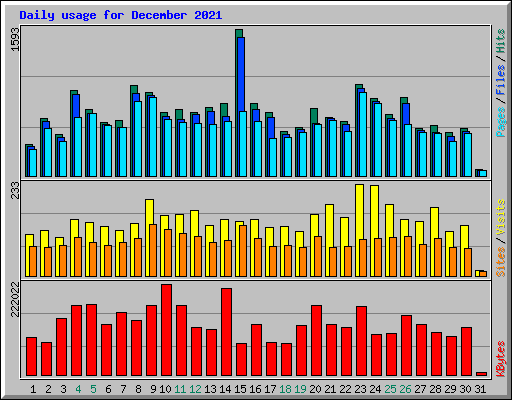 Daily usage for December 2021