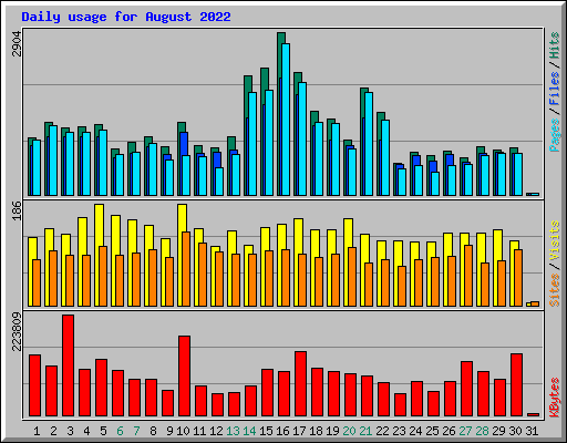 Daily usage for August 2022